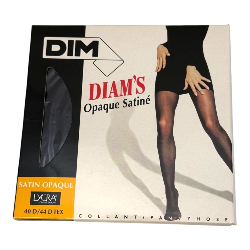 DIM Diam Opaque Satine Pantyhose Size 1  Black 40D Lycra Vintage‎ New